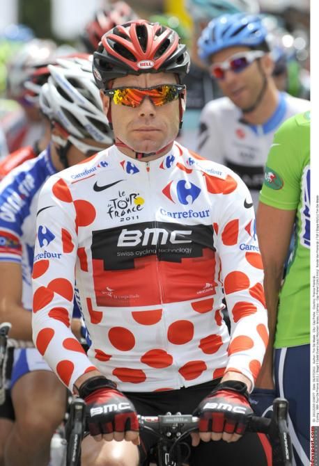 Cadel Evans (BMC) adds a polka dot jersey to his collection