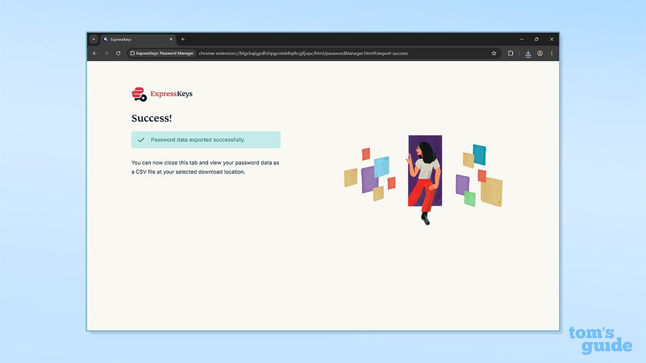 Screenshot of ExpressKeys desktop successful export