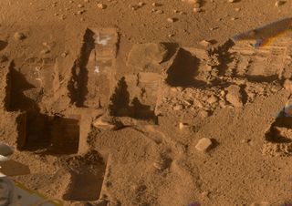 The Phoenix lander dug several trenches in the Martian surface after landing in 2008.