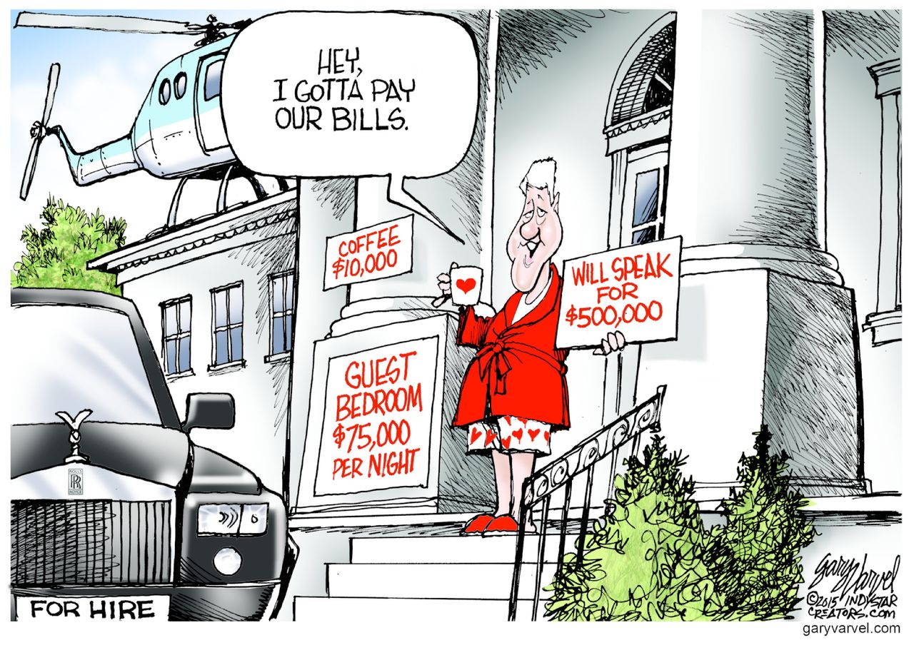 Political cartoon U.S. Bill Clinton Fees