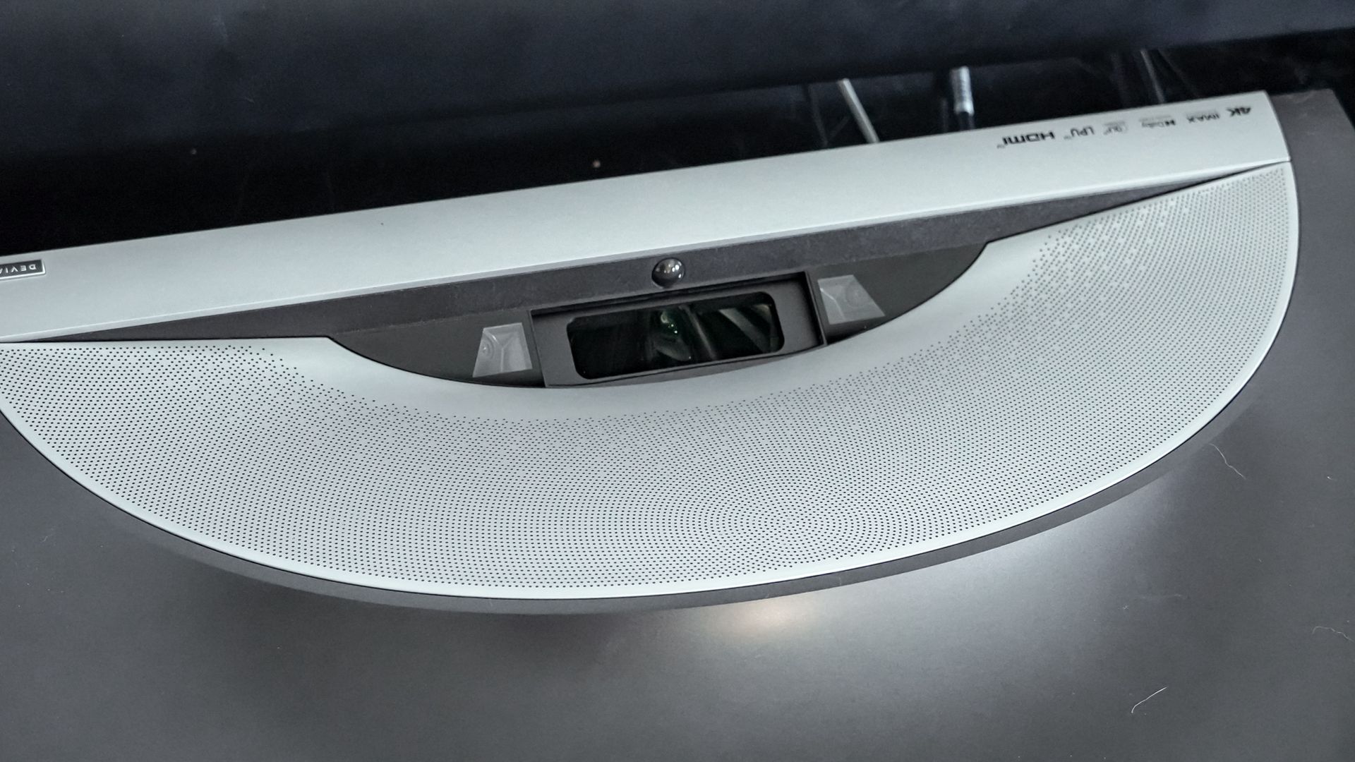 The lenses on a Hisense PX4 Pro projector