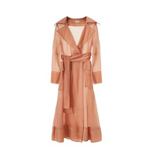 See Through Organza Trench Coat in Orange by Lita Couture