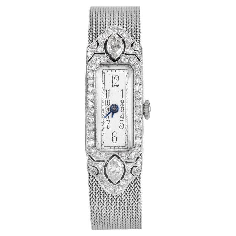 Antique Art Deco Diamond Platinum Ladies Cocktail Watch