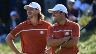 Tommy Fleetwood and Francesco Molinari at the 2018 Ryder Cup at Le Golf National