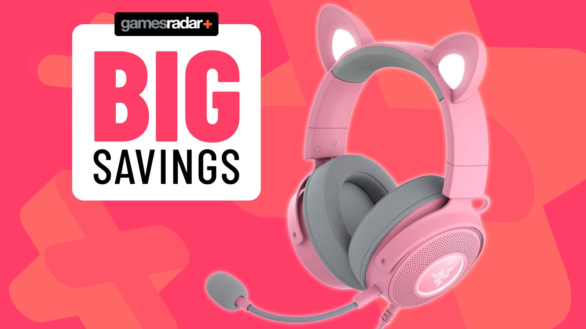 Product image of the Razer Kraken Kitty V2 Pro sitting on a pink GamesRadar+ background.