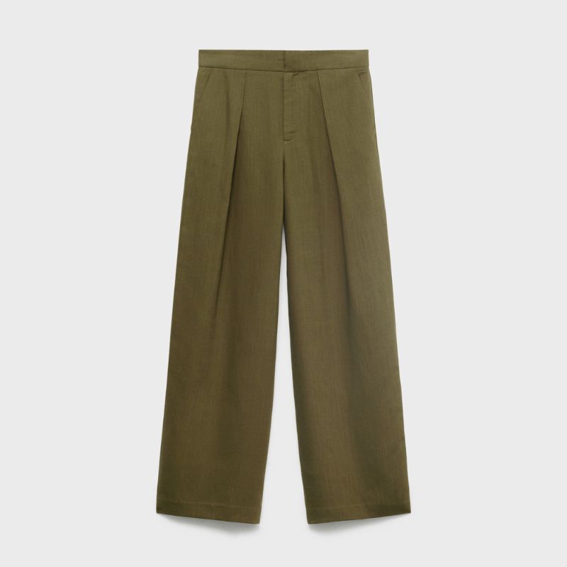 A cutout of Mango khaki trousers