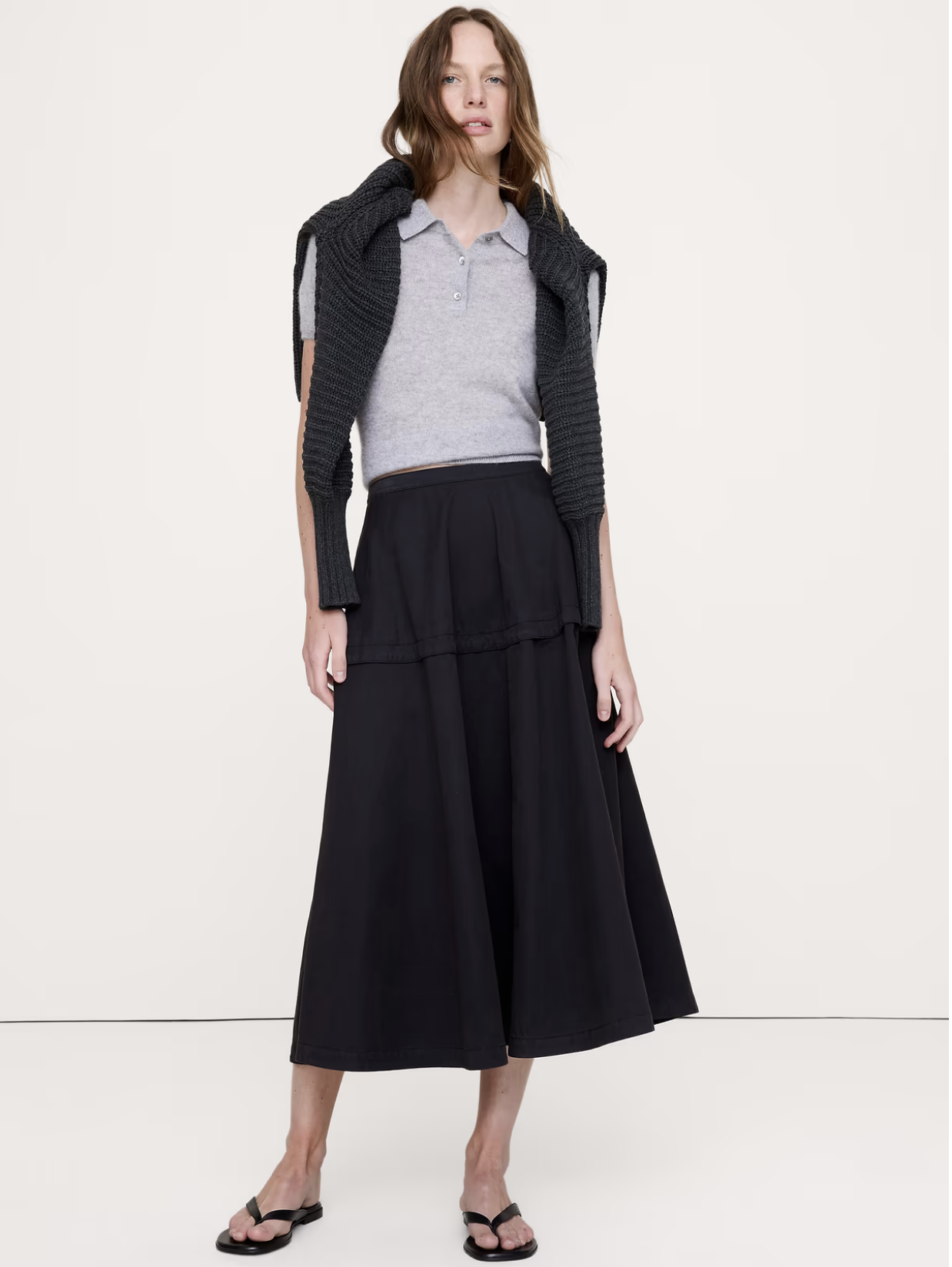 Banana Republic, Cotton Twill Circle Midi Skirt