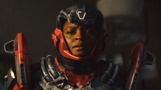 Riri in full costume inside Desperito's in Ironheart season finale