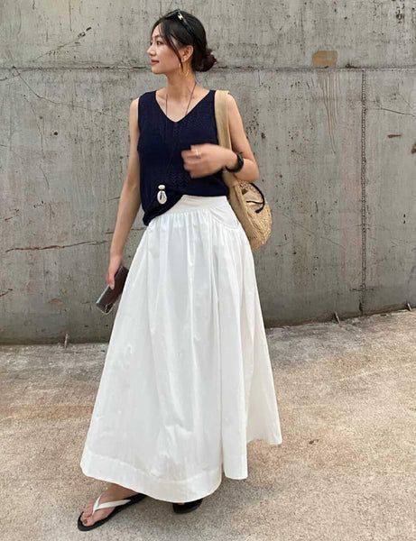 White Poplin Skirt