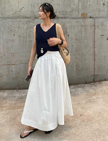 White Poplin Skirt