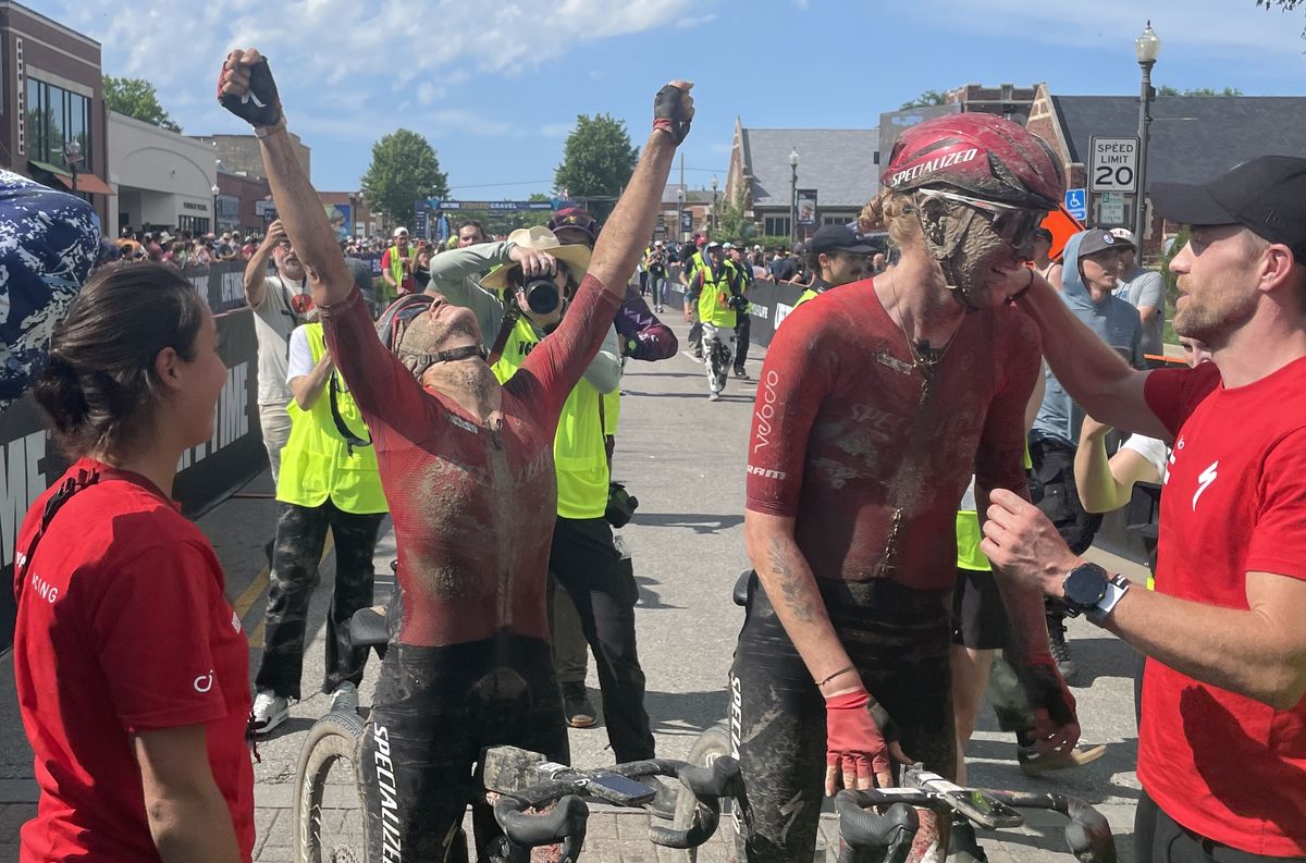 Specialized Off-road women go 1-2 at 2026 Unbound Gravel 200, winner Sofia Gomez Villafa&ntilde;e (left) and Geerike Schreurs (right)