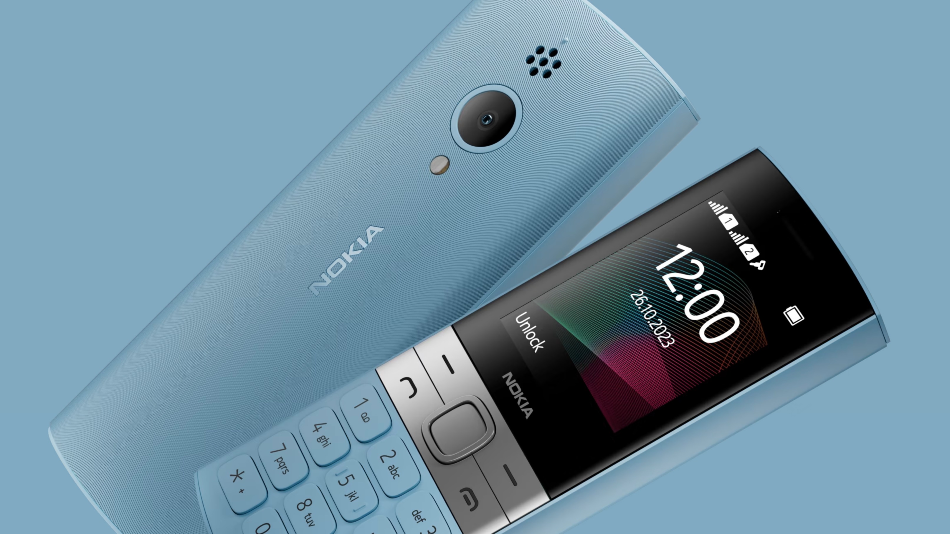 Nokia 150 in blue on a blue background