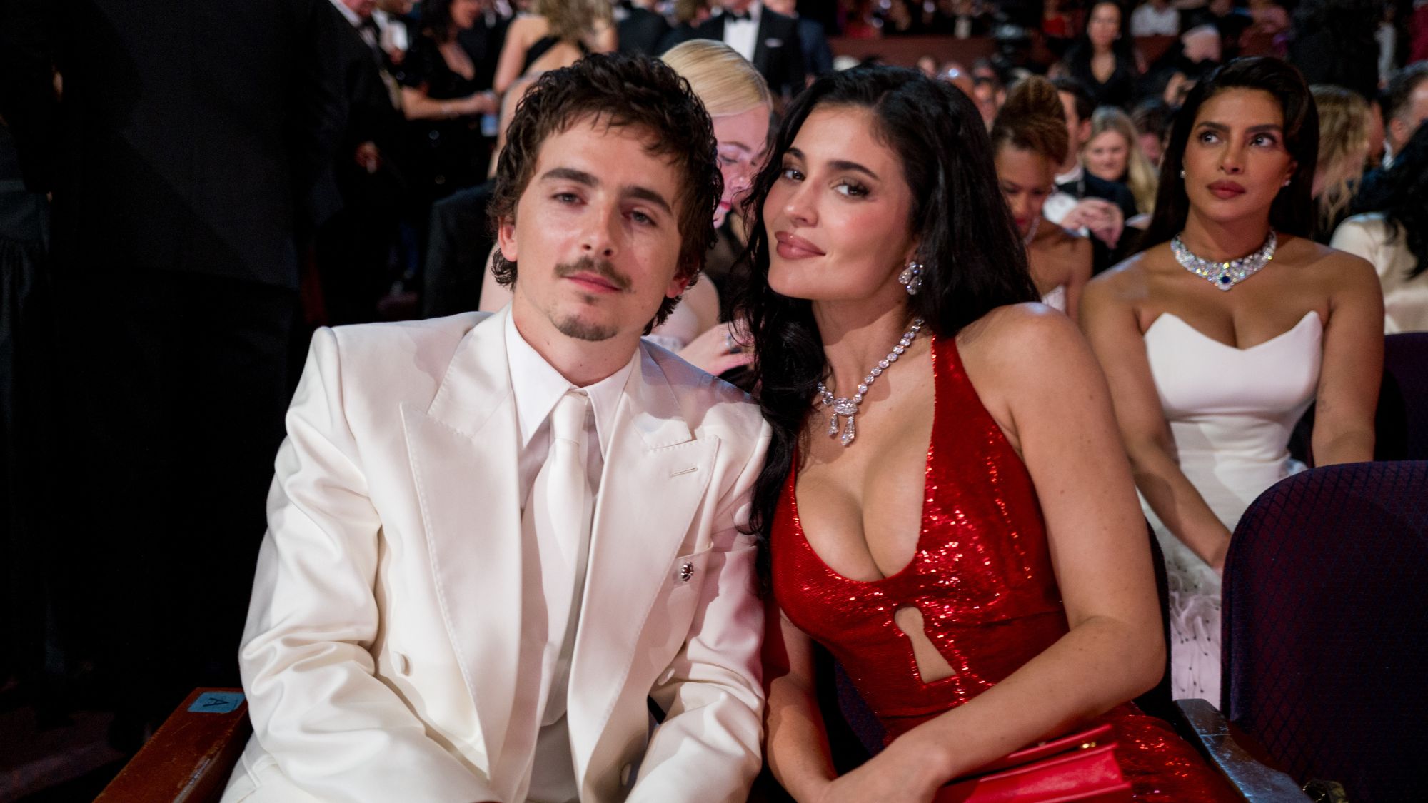 Timoth&eacute;e Chalamet and Kylie Jenner attend the 2026 Oscars