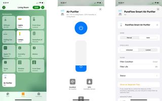 Vocolinc Pureflow Smart Air Purifier Home App Screens