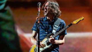 Guitarist John Frusciante during a concert by rock band Red Hot Chili Peppers at the Estadi Olimpic de Barcelona on June 7, 2022, in Barcelona, Catalonia, Spain.