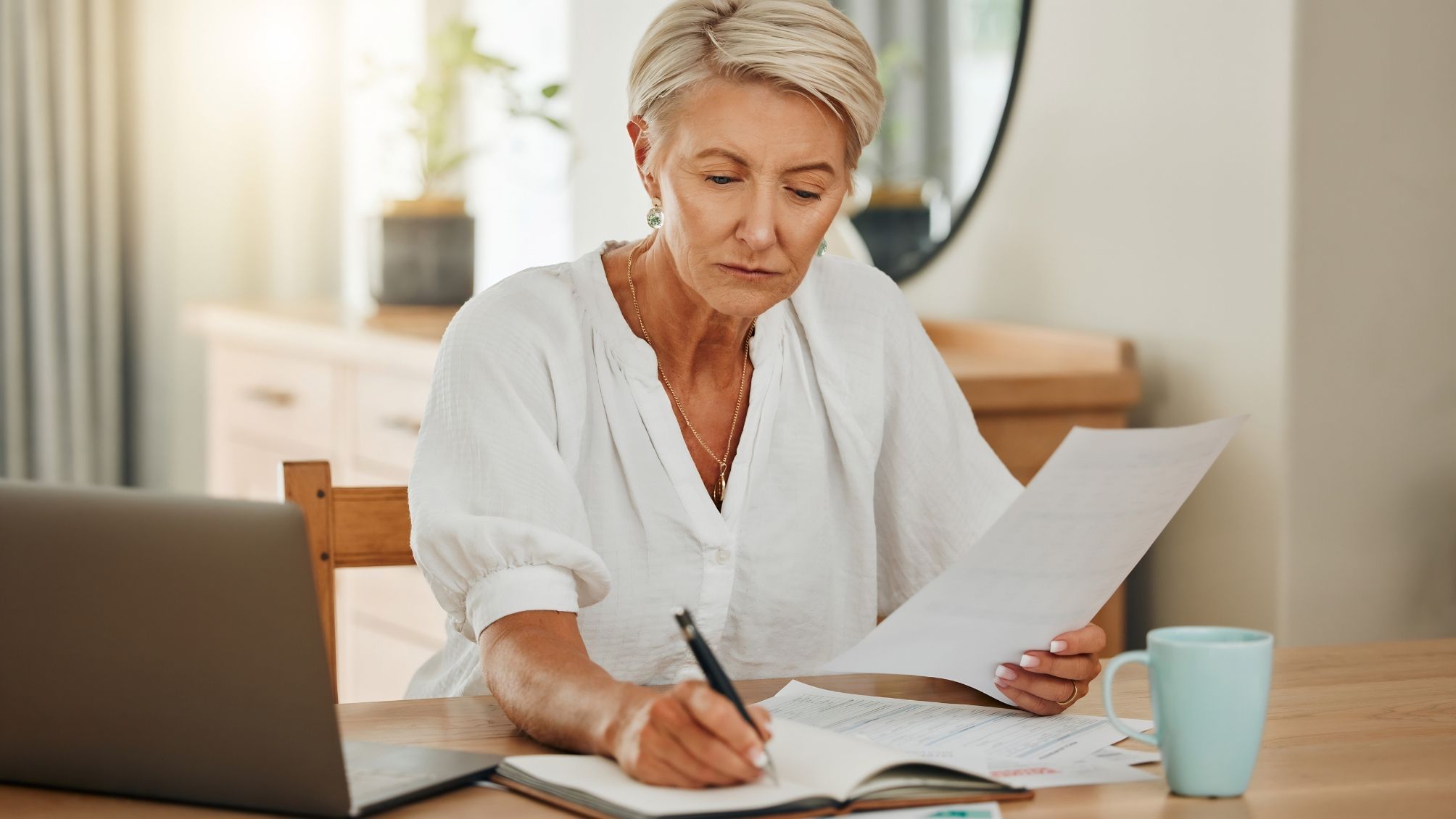 A woman working on her home budget.