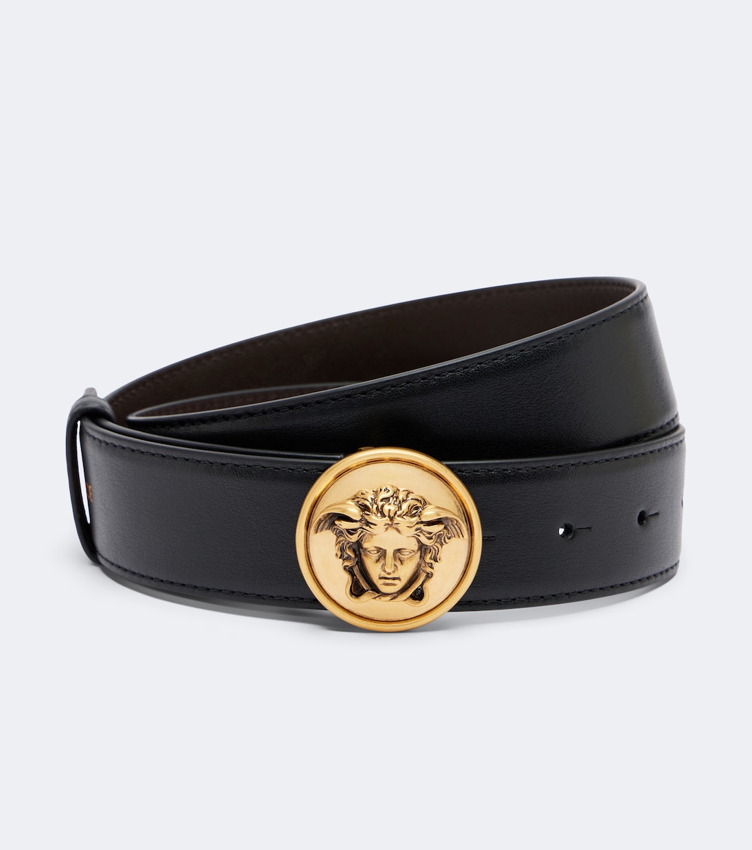 Medusa Leather Belt in Black - Versace