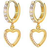 Suyi Huggie Hoop Earrings Heart Cubic Zirconia Dangle Cuff Earrings: