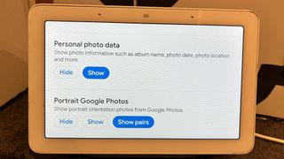 Google Nest Hub used as digital photo frame showing picture display options