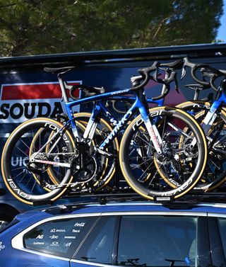 SWorks bikes on top of a team car