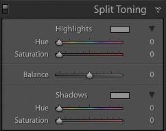 Lightroom split toning