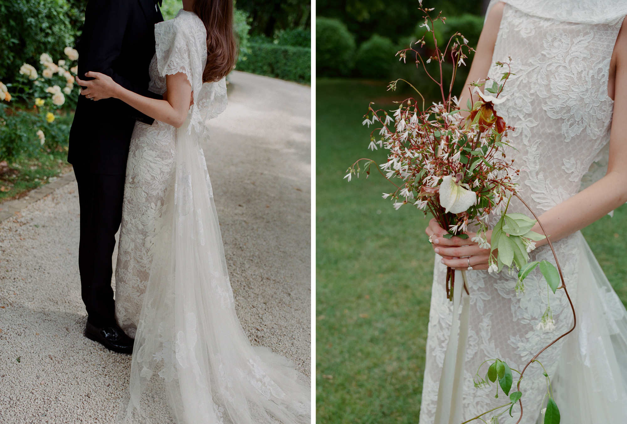 Abbie and Max in their wedding outfits.