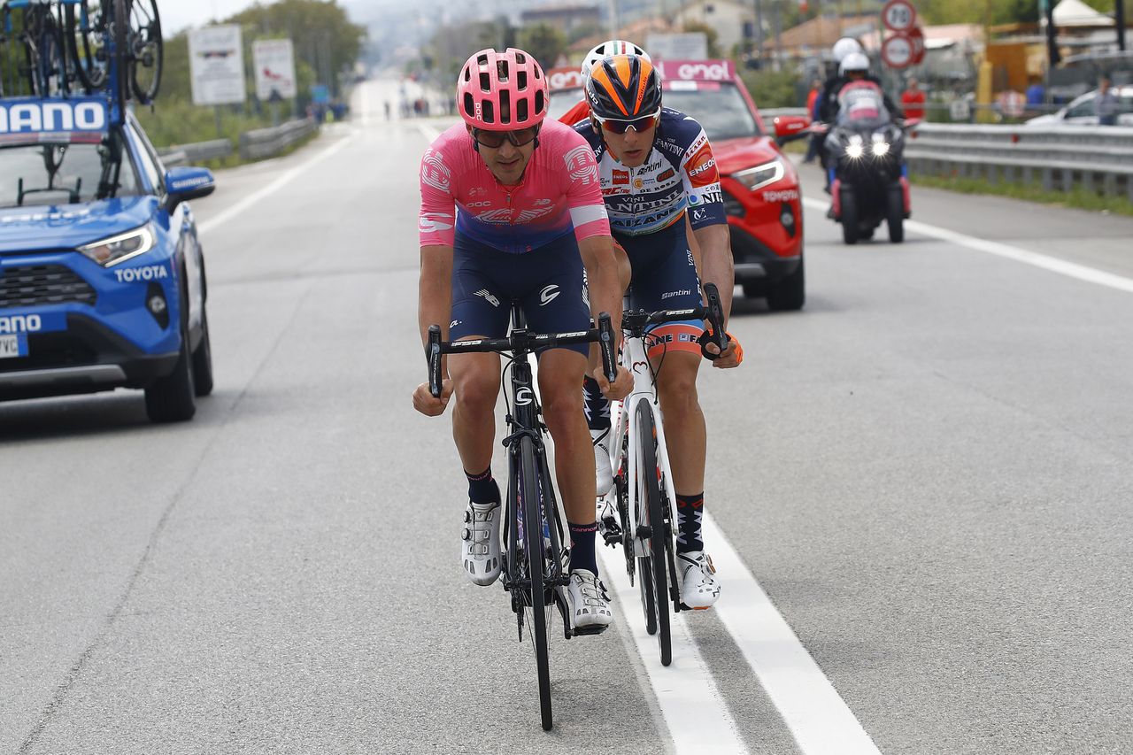 Nathan Brown (EF Education First) leads the break of the day