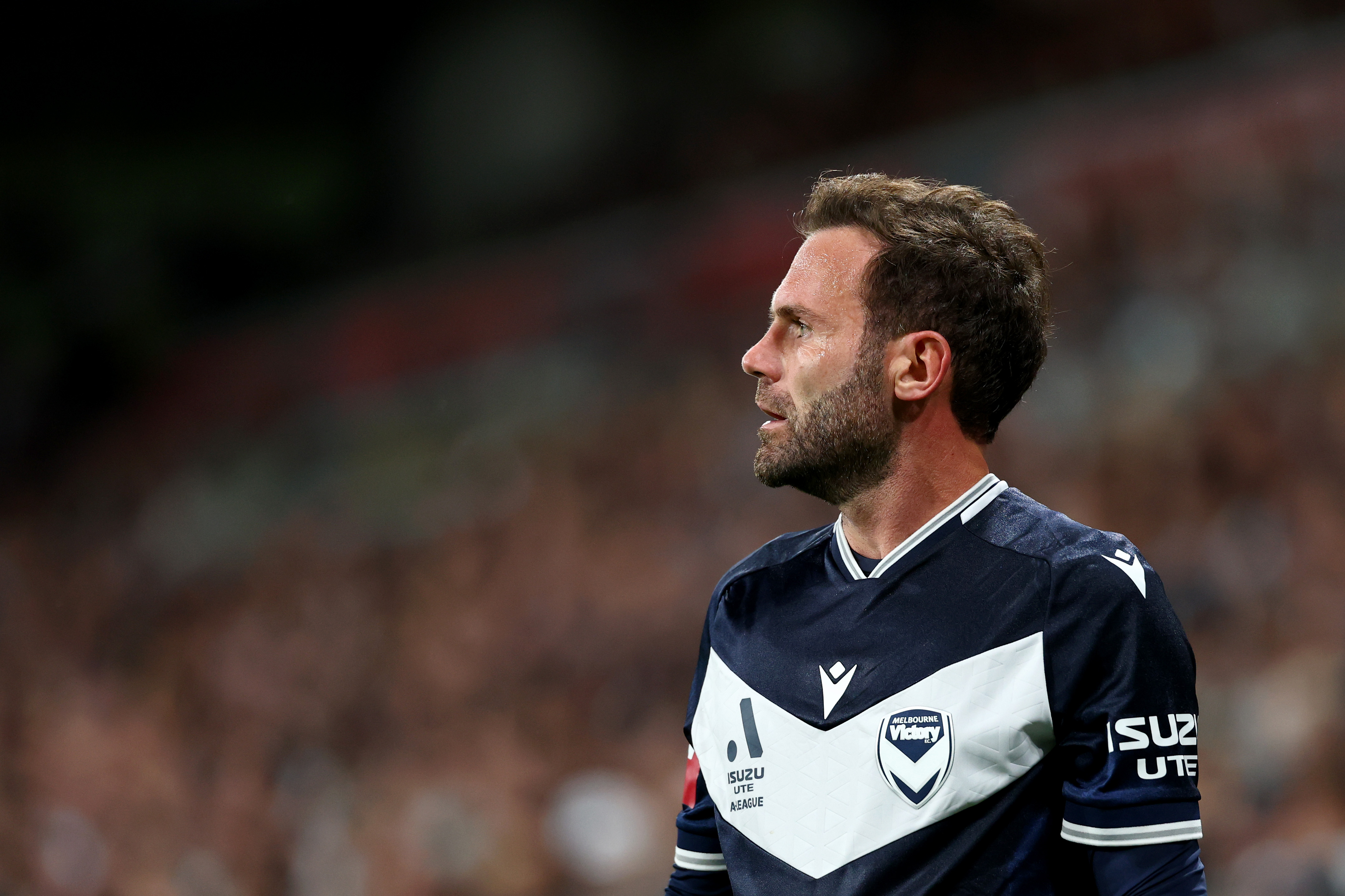 MELBOURNE, AUSTRALIA - MAY 02: Juan Mata of the Victory watches on during the A-League Men Elimination Final match between Melbourne Victory and Sydney