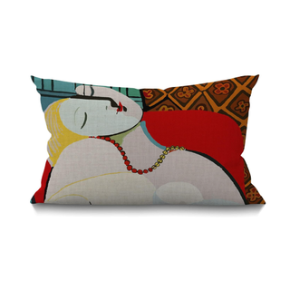 Smooffly Picasso Le Reve the Dream Farmhouse Pillow Cover Lumbar Pillow Cover Home Decorative Cotton Linen Cushion Case for Sofa Couch Housewarming Gifts Family Room Décor Oblong 12" X 20"