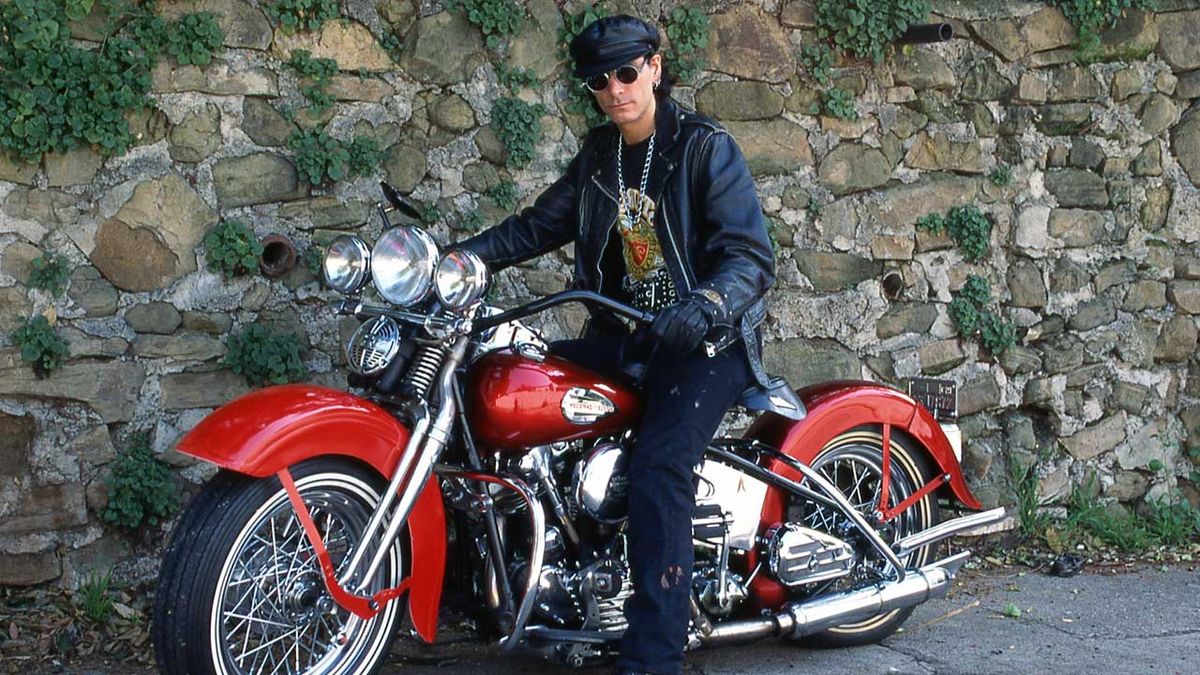 Steve Vai on a harley