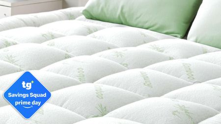 The Niagra Sleep Solution Bamboo Mattress Topper with a Tom's Guide Prime Day logo in the bottom left foreground. 