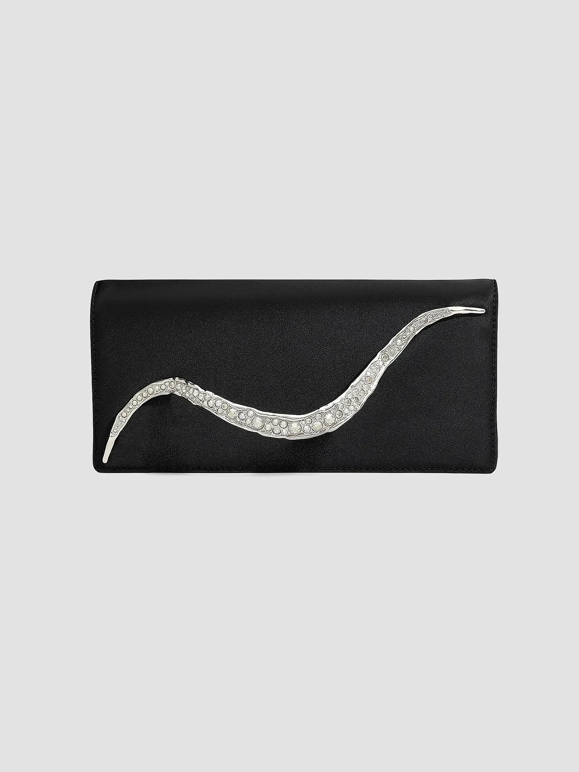 Crystal Curve Satin Clutch