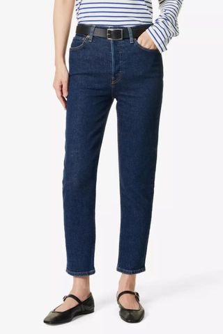 Re/Done 90s brand-patch slim-leg high-rise jeans