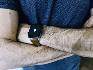 Bluebonnet Leather Apple Watch Band Worn