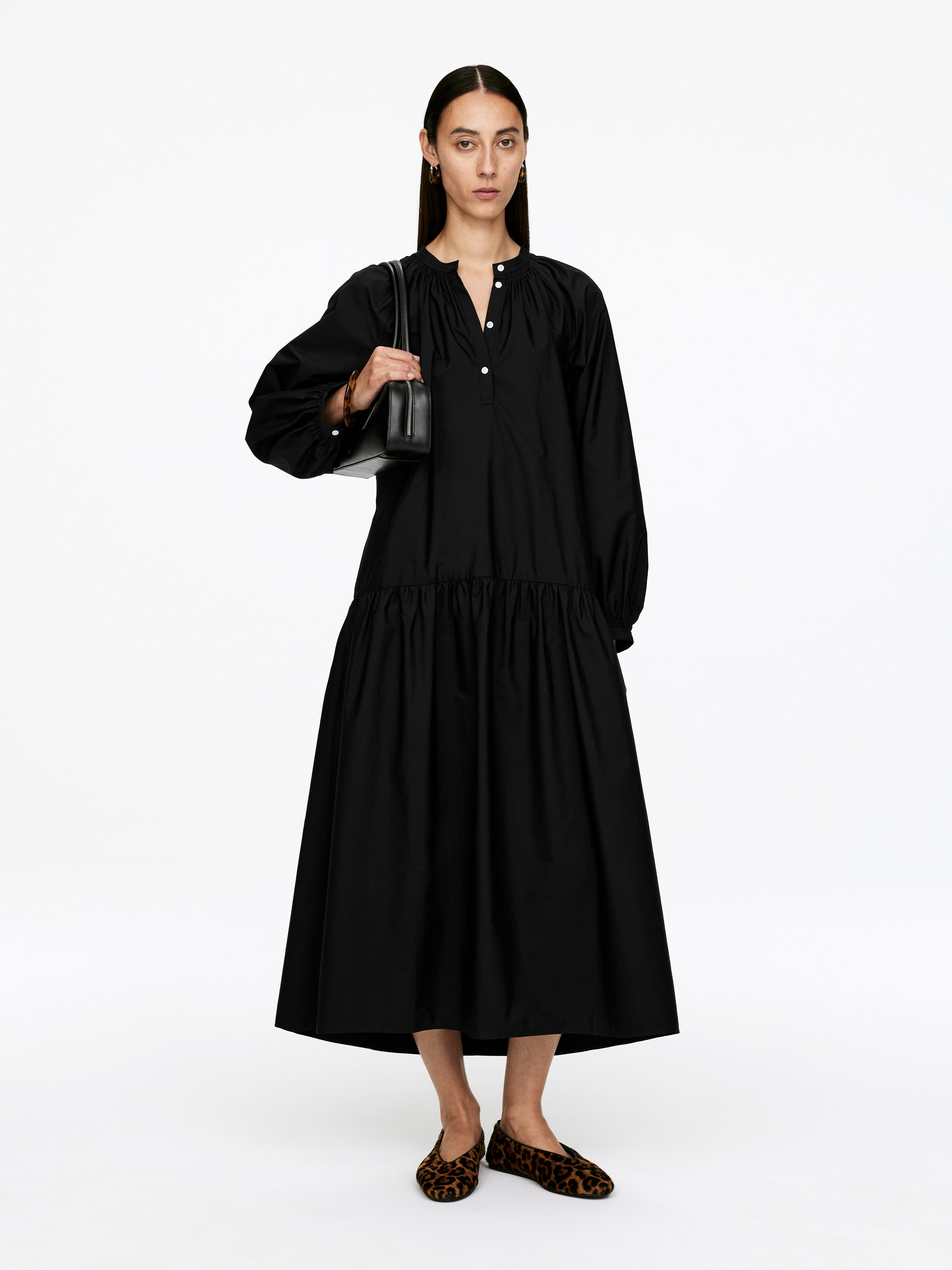Cotton Midi Dress 
 Black 
 Women 
 Arket Gb