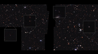 four newly found galaxies as seen from a telescope