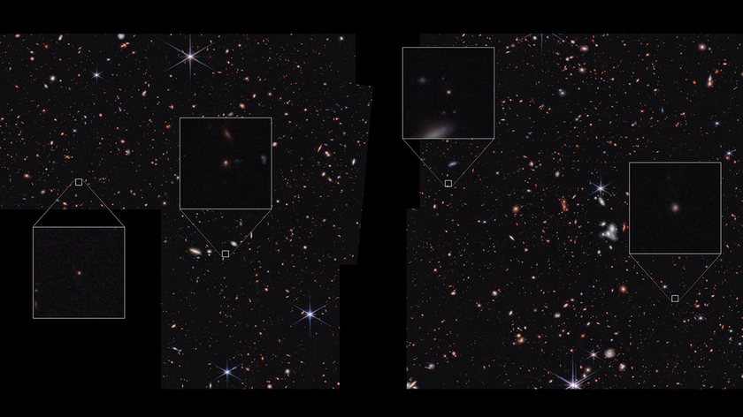 four newly found galaxies as seen from a telescope