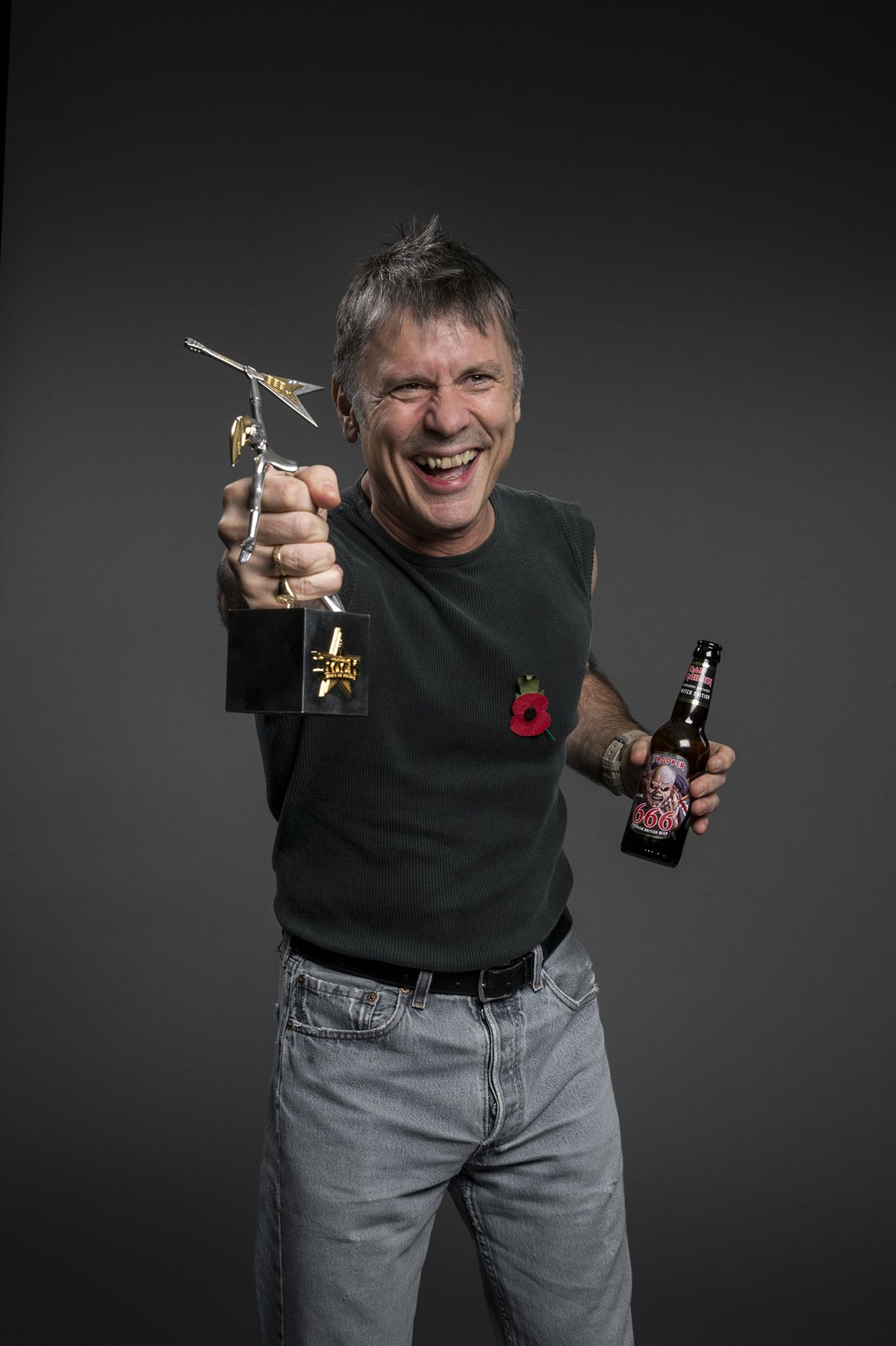 Bruce Dickinson with our (reader-voted) Album Of The Year Award for Iron Maiden's The Book Of Souls