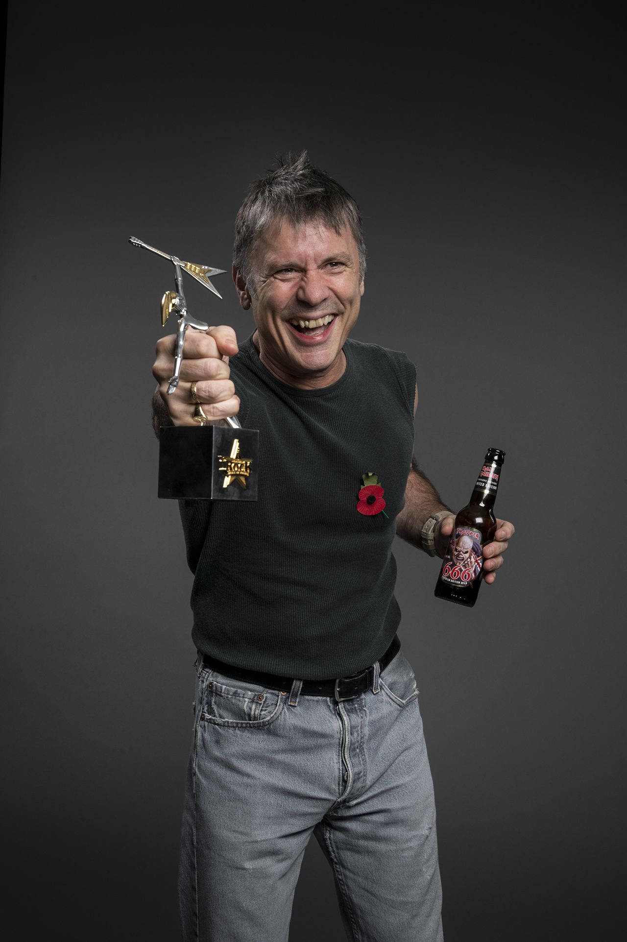 Bruce Dickinson with our (reader-voted) Album Of The Year Award for Iron Maiden's The Book Of Souls