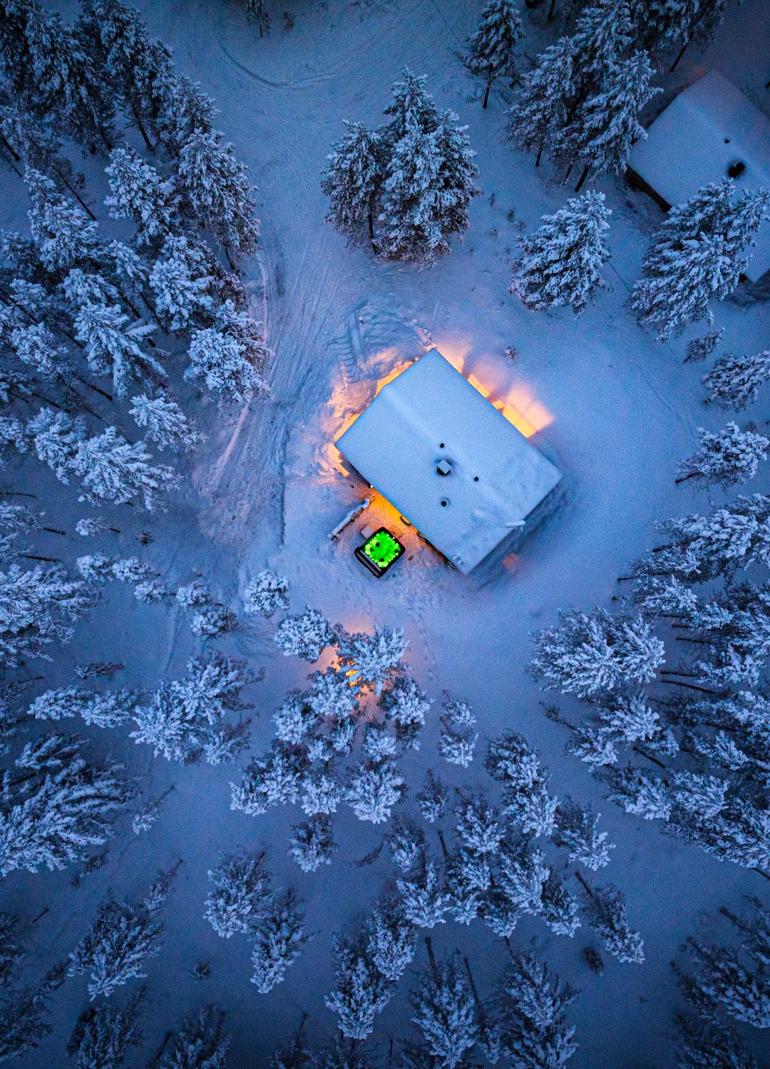 Arial view of a cabin in Finland