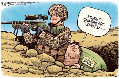 Editorial cartoon U.S. film American Sniper