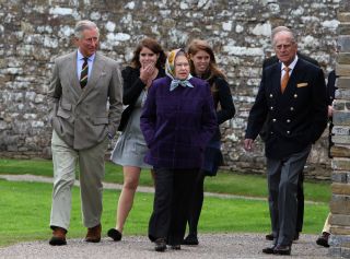 Prince Charles, Princess Eugenie, Princess Beatrice, Prince Philip and the Queen