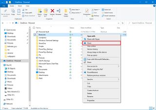 OneDrive share files on Windows 10