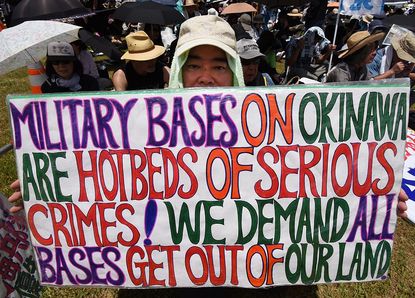 A protester in Okinawa