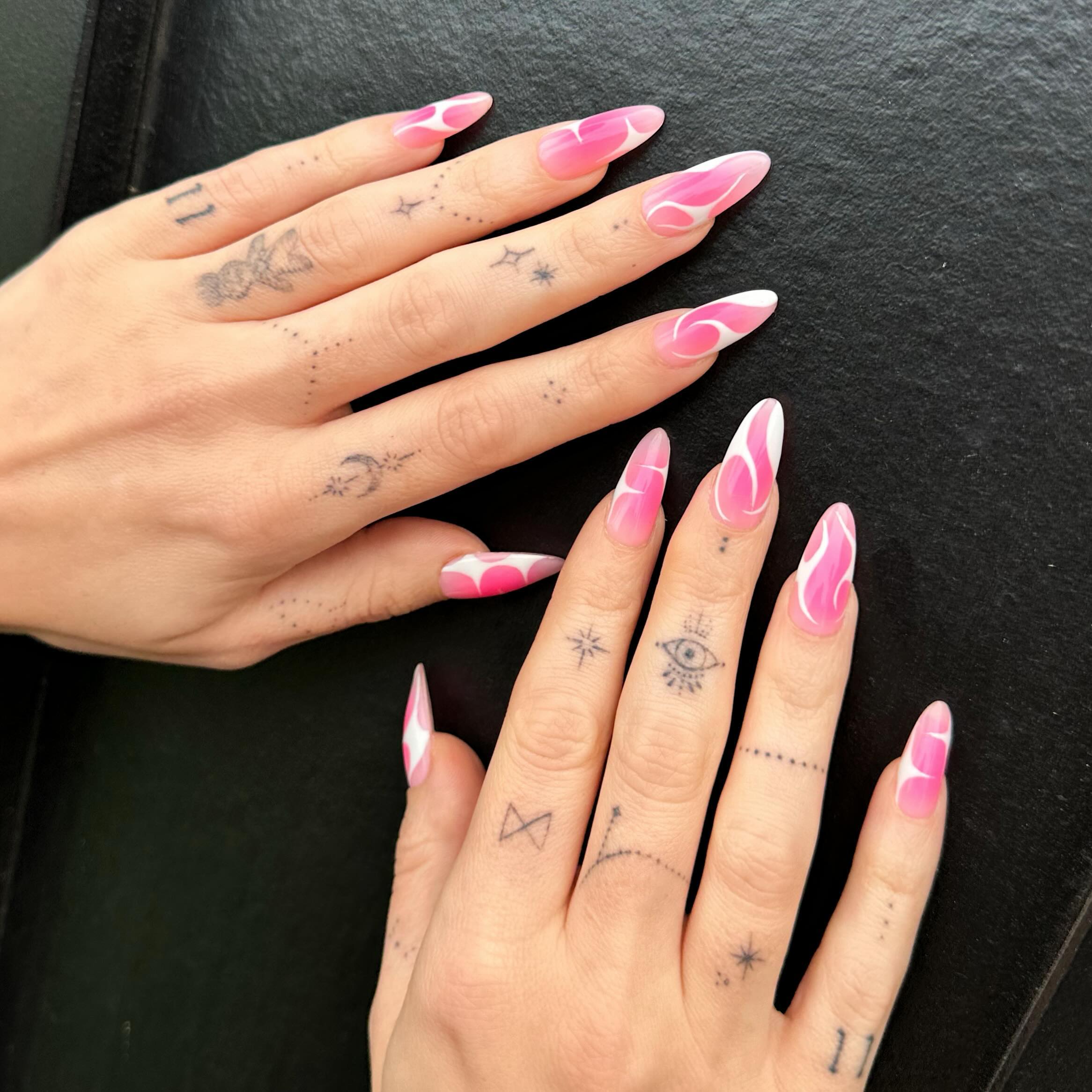 Megan Fox pink nail design