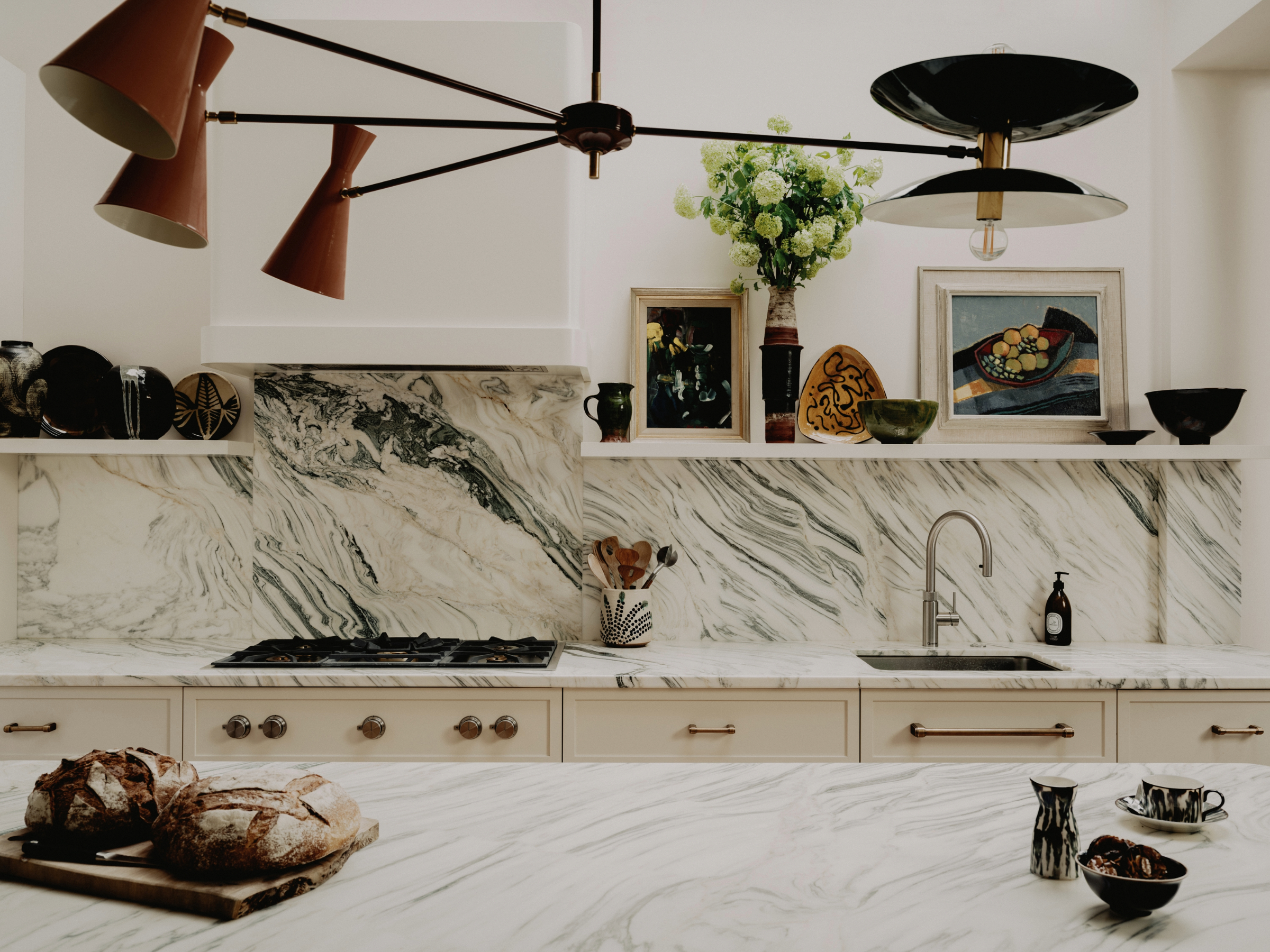 Art above kitchen splashback