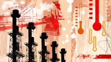 illustration of factories and thermometers