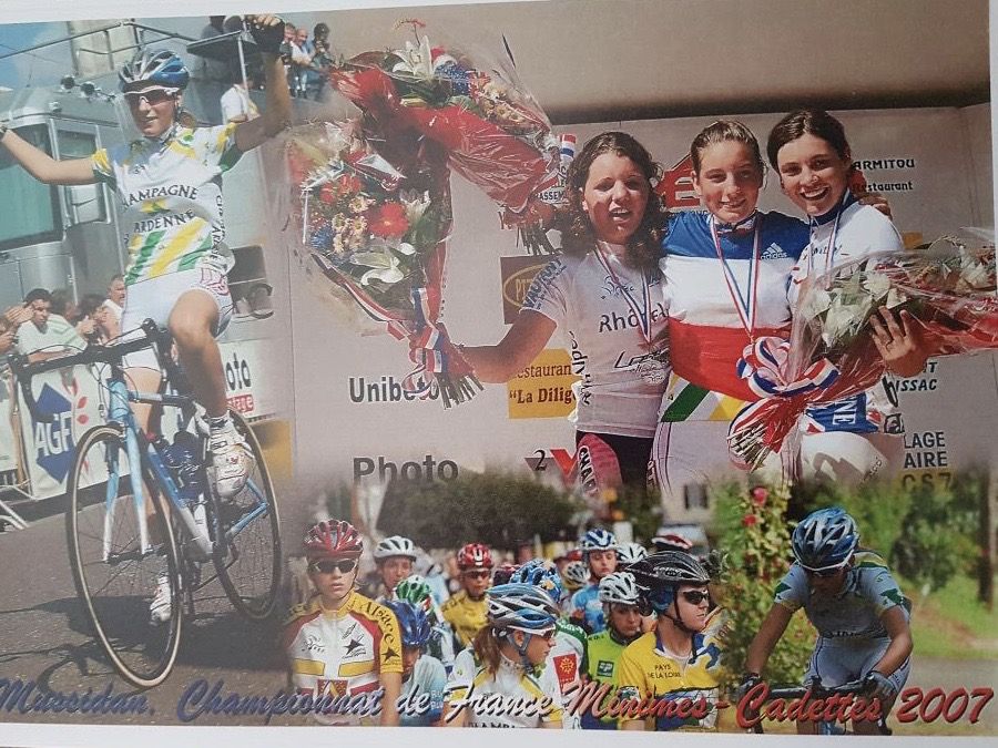 Pauline Ferrand-Prévot on the podium at the French Championships