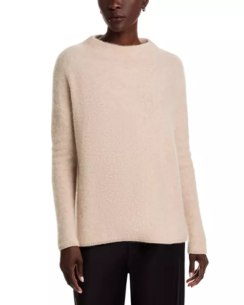 Mock Neck Brushed Cashmere Sweater - Exclusive