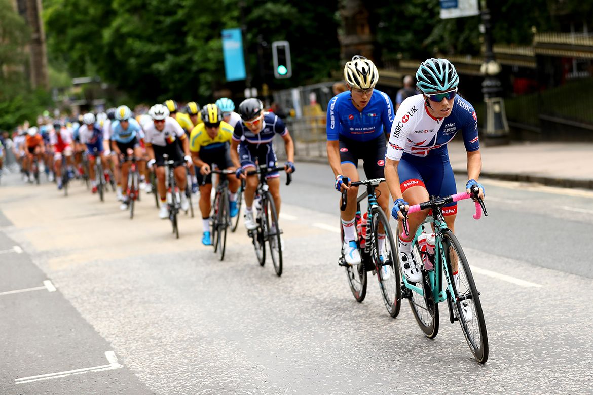 The women's road race in the European Championships in Glasgow